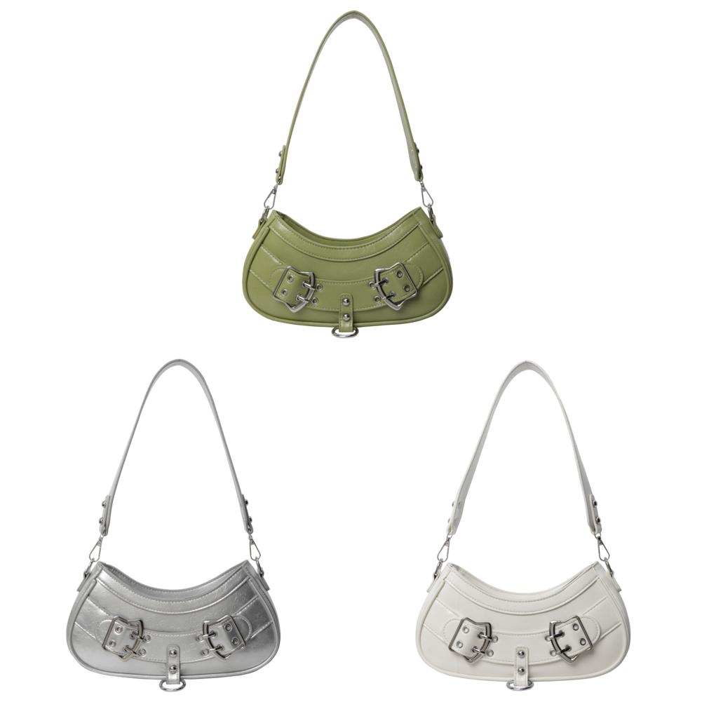 

- Women PU Fashion Shoulder Bag Adjustable Strap Simple Satchel Bag (Green)