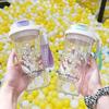 Water Bottle Lily of the Valley Plastic Cup Portable Car Water Cup High Value Straw Cup Sealed Leak-proof Accompanying Cup