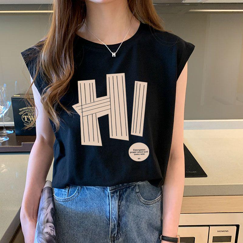 Spring/Summer Sleeveless Women's Round Neck Loose Camisole - Hong Kong Style Sports Vest
