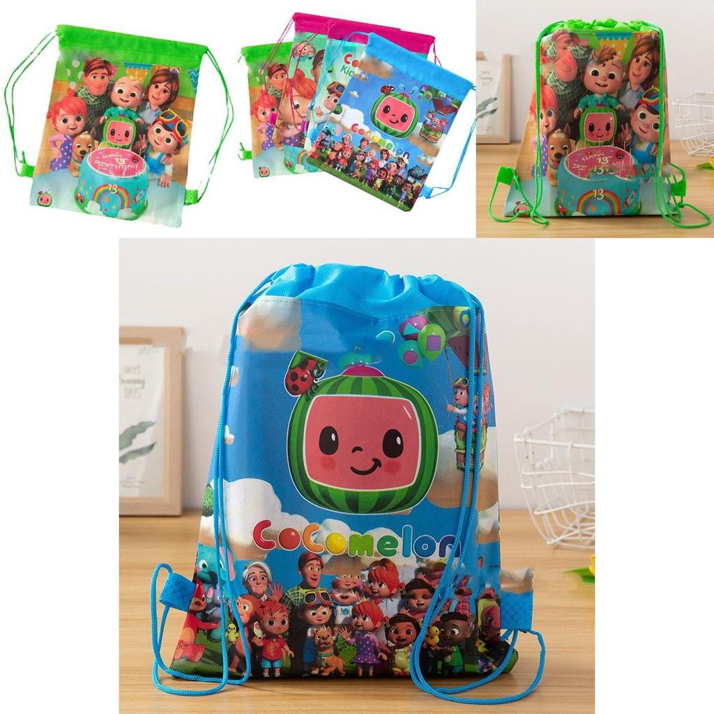 Stylish Cocomelon Drawstring Bag Backpack With Durable Woven Design For Active Kids