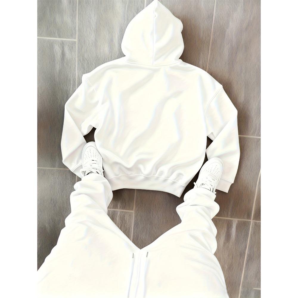Men's Autumn and Winter Two-piece Hoodie Set, Classic Pattern Print Versatile Hooded Hoodie, Casual Sports Pants Two Piece Set Combination