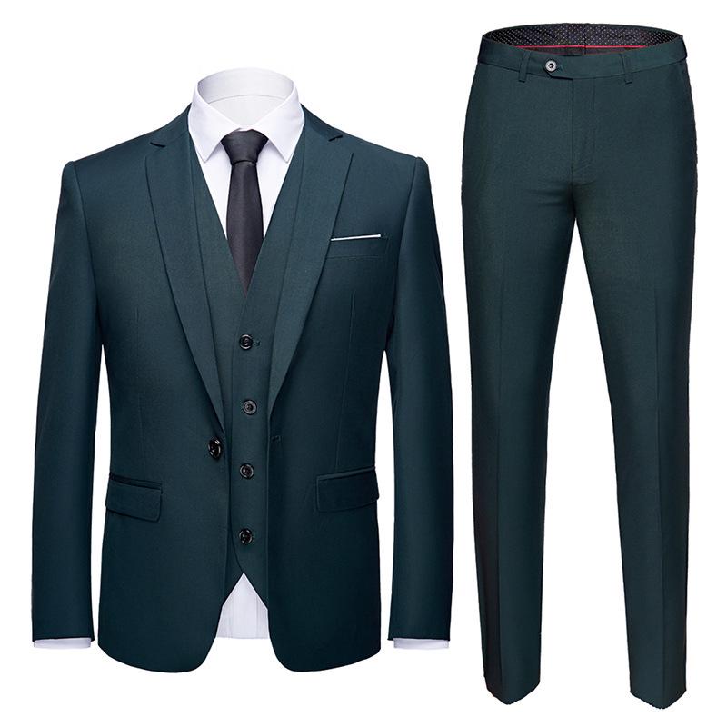 Men's Korean Style Slim Fit Wedding Tuxedo Three-Piece Suit