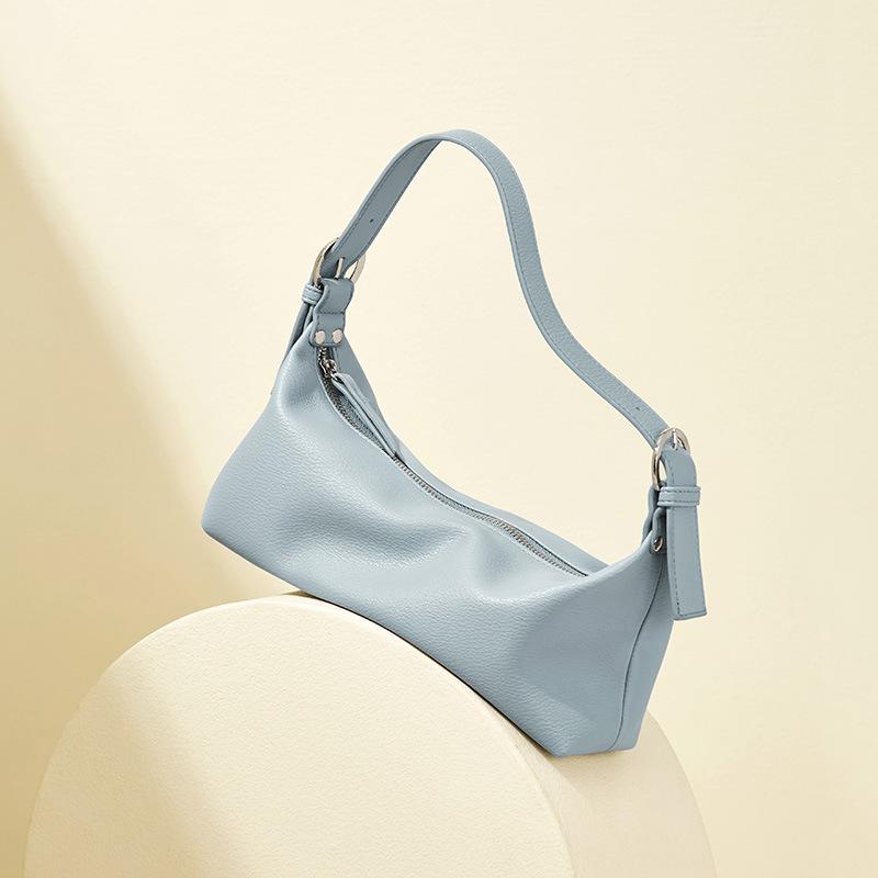 Fashion Women PU Leather Shoulder Bags Solid Color Casual All-match Underarm Bags Elegant Ladies Handbags