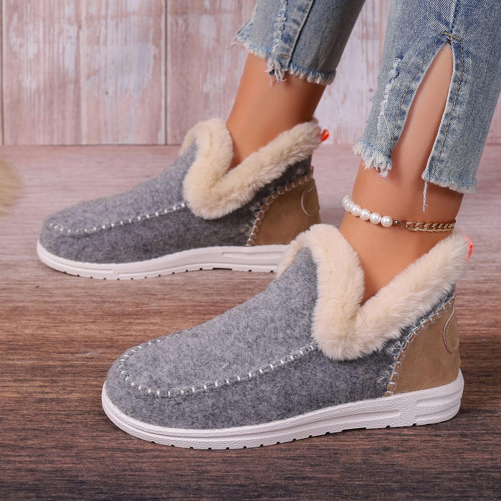 New winter women's cotton shoes large size plush thickened burrs warm snow boots flat cotton shoes