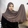 Women S Solid Chiffon Pullover Scarf Single Layer Ruffled Headscarf