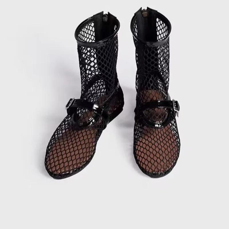 Fashion Women Boots Summer Solid Color Casual Sandals Women Large Size New Fashionable Shoes for Women Sexy Mesh Hollow Sports Boots