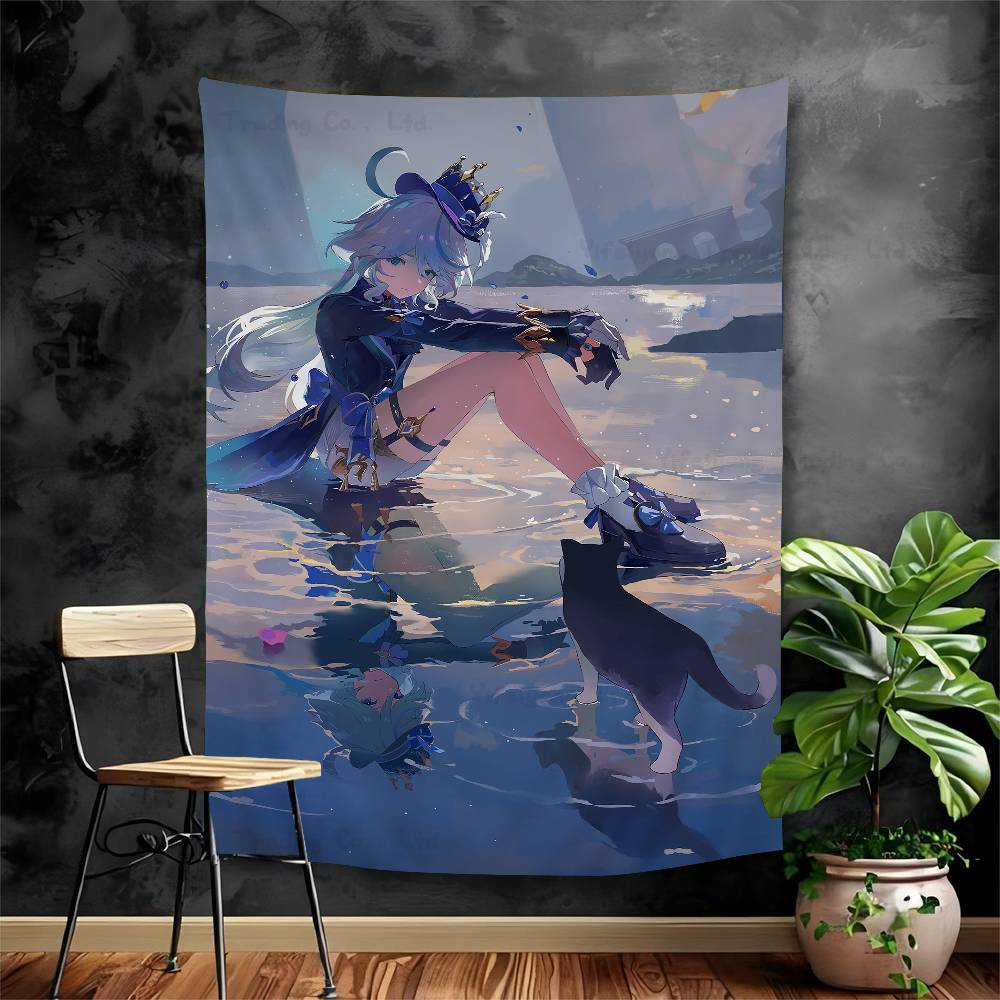Furina Genshin Tapestry Art Printing Art Science Fiction Room Home Decor Wall Art Decor