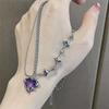 Design Zircon Angel Wings Pendant Necklace for Women Vintage Simple Silver Moonstone Necklace Y2K Jewelry