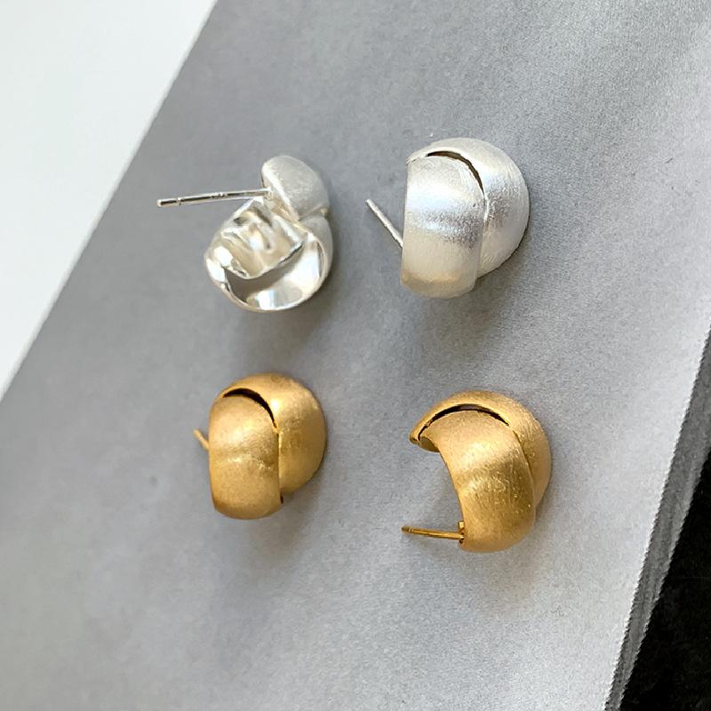 Vintage Matte Brushed Earrings for Women Korean Fashion Geometric Cross Stud Earrings Jewelry Party Accessories Gifts