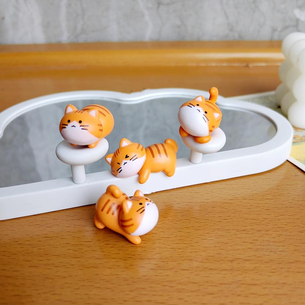8pcs Funny Cute Orange Cat Animal Car Decoration Pvc Craft Miniature Figure Tiny for Bonsai Microlandscape Fairy Garden Decor