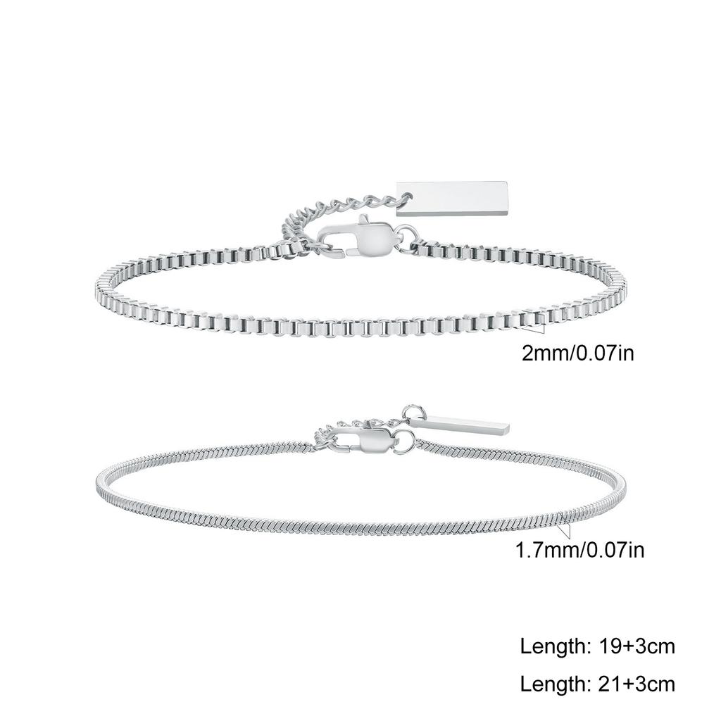 Classic Punk 2pcs Set Stainless Steel Cuban Bracelets for Men Fashion Snake Twist Chain Wristband Hip Hop Stacked Jewelry Gifts
