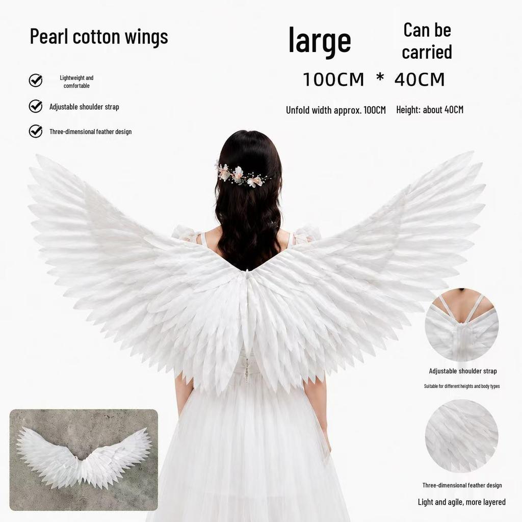 Peng Ge Angel & Swallow Wings: White Feather Wings for Children & Adults - Ideal for Bride, Flower Girl, or Costume Performances.