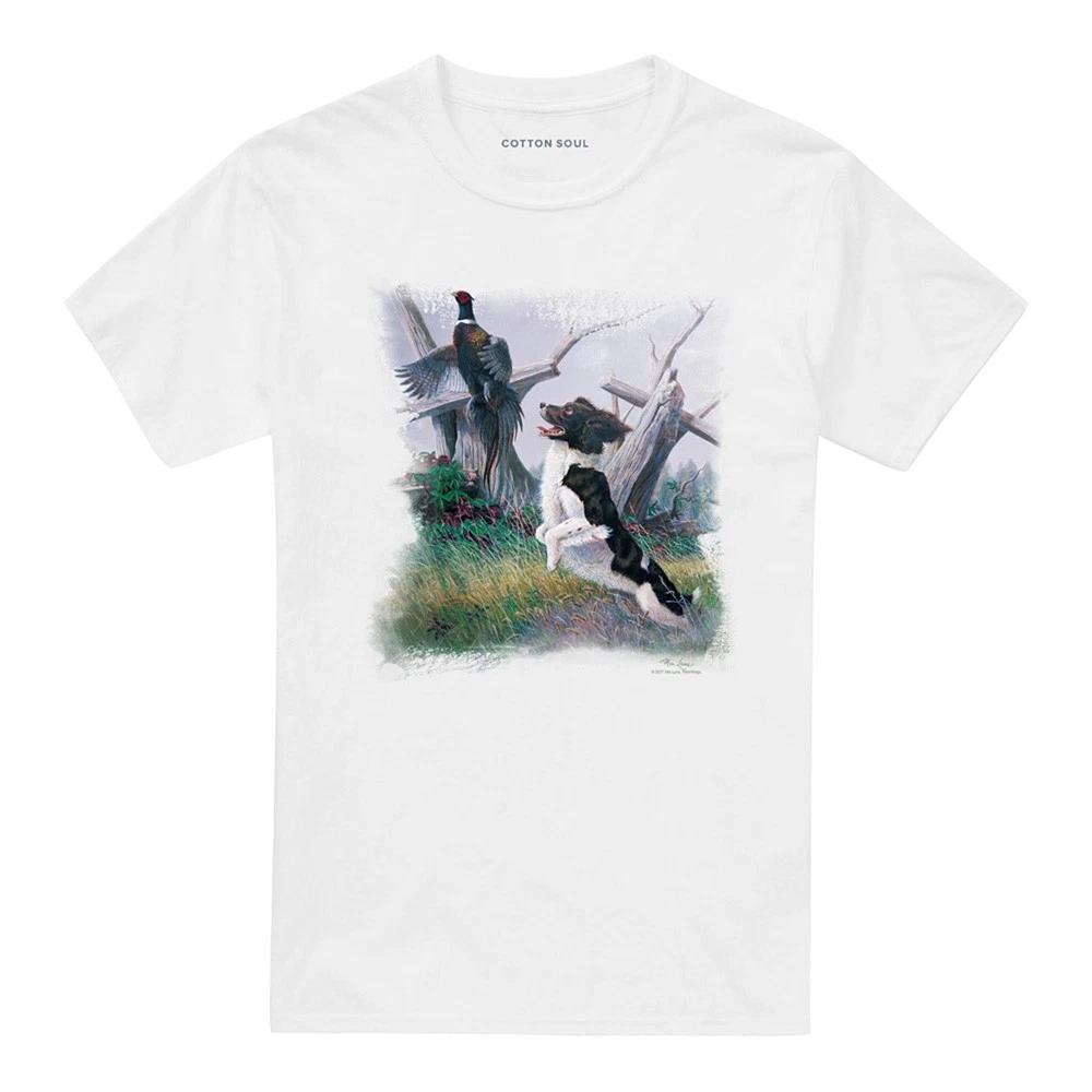 

Wildlife Springer With Pheasant 100% Cotton T-shirt Mens Tees Top S-5XL, White S