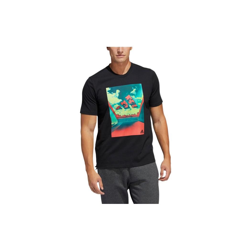 

Adidas Scenic Logo Print Crew Neck Short Sleeve T-Shirt Men Tops Black HE2302