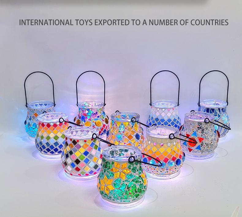 Glass Mosaic Candle Holder DIY Kit: Handmade Parent-Child Educational Toy for Children's Day