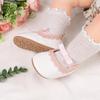Baby Girl Princess Bow Lace Non-Slip Soft Leather Walking Shoes (0-1 Year)