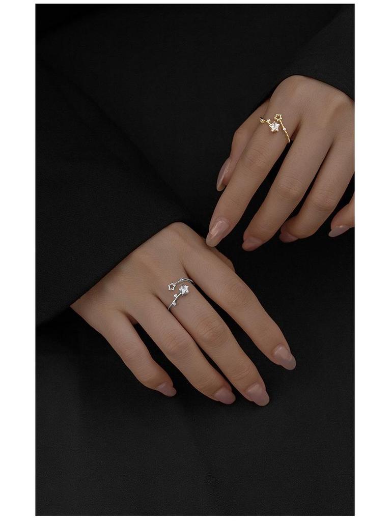 Banyan Baum S925 Silber Stern Zirkon Ring - Damen Luxus Hohles Design