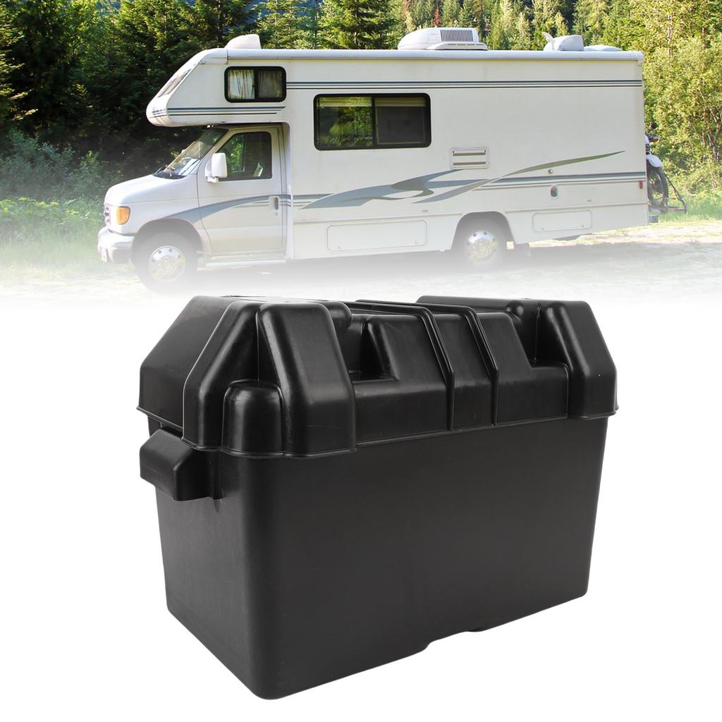 12V Wohnmobil-Batteriekasten Vielseitig Anhänger-Batteriekasten Robuste Struktur Schwarz für Batterien kleiner als 325x195x185mm
