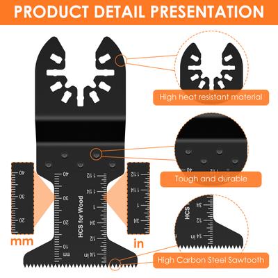 16PCS Oscillating Saw Blades Hcs Bi-Metal Multitool Blades Cuttining Tool 40MM Cutting Depth For Soft Metal Drywall Plastic