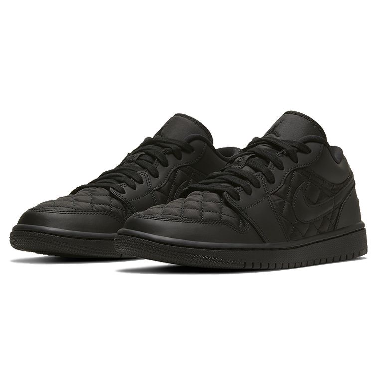 Air Jordan 1 Low Triple Black Quilted Women Sneakers DB6480-001