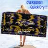 Baltimore Ravens Logotyck Tryckt Strandhandduk, Stor Mjuk Snabbtorkande Handduk för Strand Camping Simning