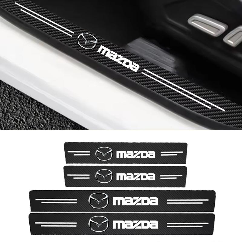 Car Door Plate Carbon Fiber Threshold Protector Sticker Decals for Mazda 3 Bk Bl 323 Axela Atenza CX-3 CX-4 CX5 CX-7 Accessories