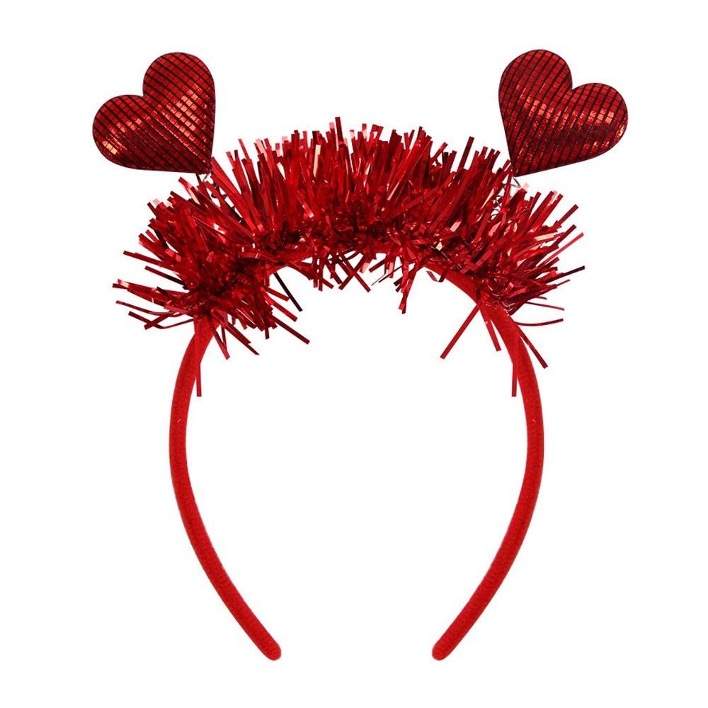 Plastic Valentine's Day Hair Hoop Sequins Shining Heart Hairband Red Heart Headband  Women