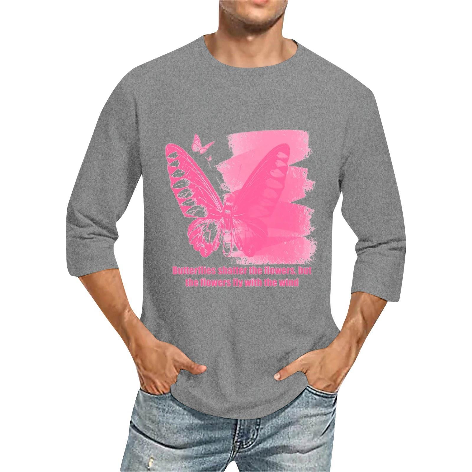 

Men s Fashion Casual Seven-Point Sleeve Print Round Neck Top XL