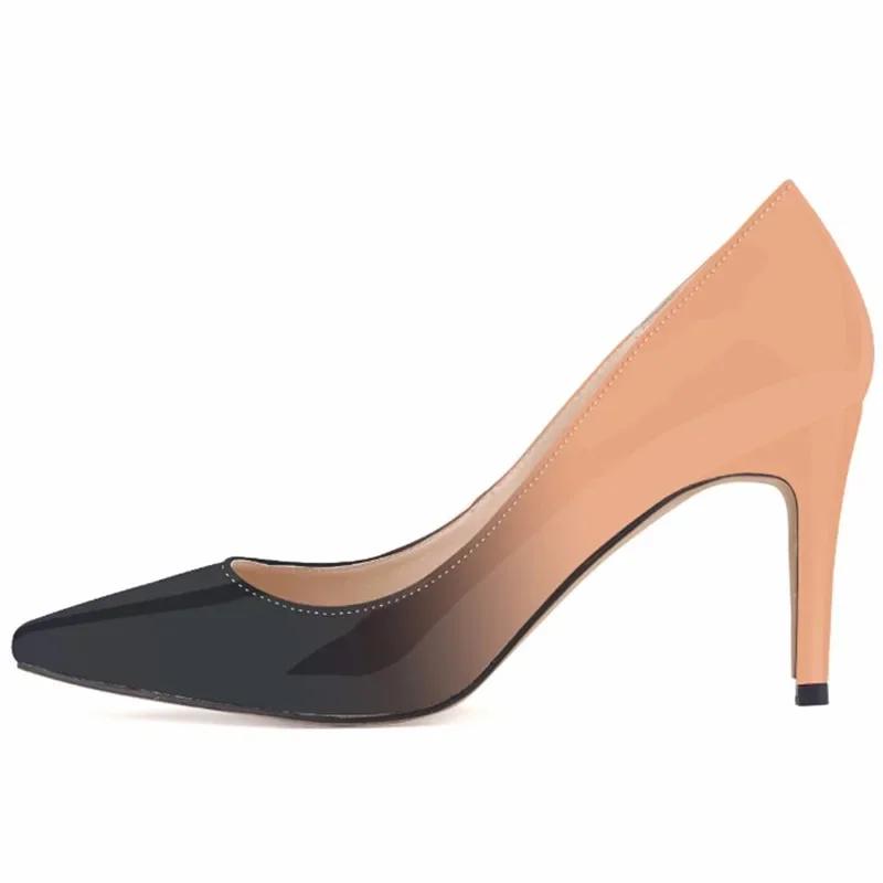 Damen Pumps Mode 9cm Sexy Farbverlauf Lackleder Spitzschuh High Heels Slipper Stilettos Damen Partykleid Rot Hochzeitsschuhe