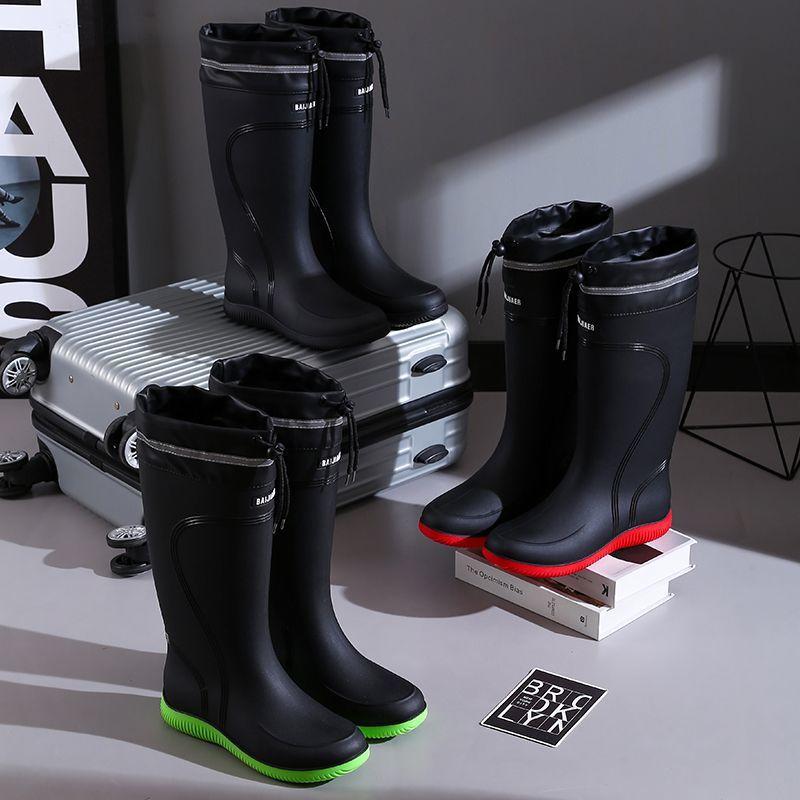 Men's Women's High-End Rain Boots Closed Rainproof and Waterproof Short and Mid.Calf Length Non-Slip Drawstring Rubber Boots
