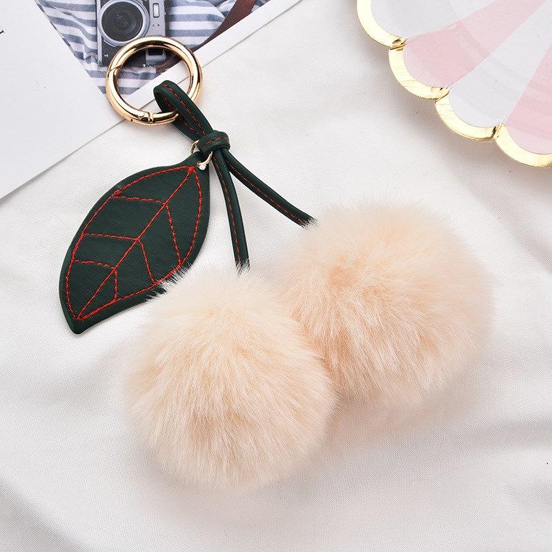 Plush Cherry Faux Mink Fur Keychain & Bag Charm