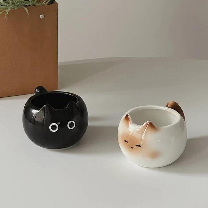 Cat Tea Mug Kitten Coffee Mug Tea Cup Cute Water Tumbler Large Caliber Drinking Cup Cappuccino Cup Coffee Tea Milk Mug Water Cup