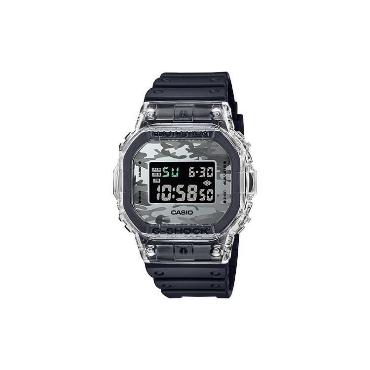 Casio G-Squad Series Transparent Camouflage Retro Classic Square Waterproof Sports Watch Quartz Movement Resin Strap Men Watches Gray DW-5600SKC-1PR Camouflage Gray