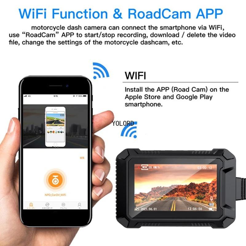 WiFi Motocyklový DVR Palubná Kamera 1080P+1080P Full HD Predný Zadný Pohľad Vodotesná Motocyklová Kamera GPS Záznamník Záznamové Zariadenie