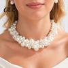 Elegant Choker Jewelry 1 Set Chunky Faux Pearl Jewelry, Beaded And Luxurious Cluster Necklace Earrings, Metallic for Women Dinner Parties Wedding Off