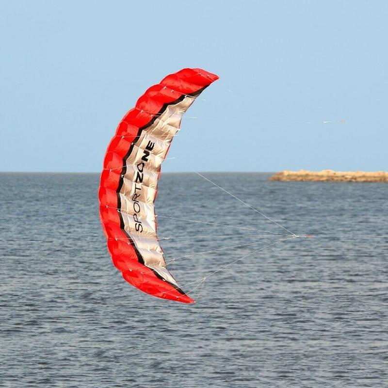 2,5 m Doppelleiner Parafoil Fallschirm Stunt Sport Strand Outdoor Spielzeug Roter Drachen mit hochwertigem kariertem Stoff**