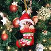 Christmas Socks Dog Elfish Santa Hat Cute Acrylic Puppy Gremlins Hanging Chrismtas Tree Decor Pendants Birthday Parties Decor