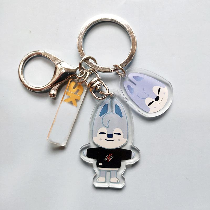 Stray Kids SKZOO Cartoon Double Sided Acrylic Keychain Cute Anime Character Keyring Bag Pendant Fan Merchandise Gift for STAY