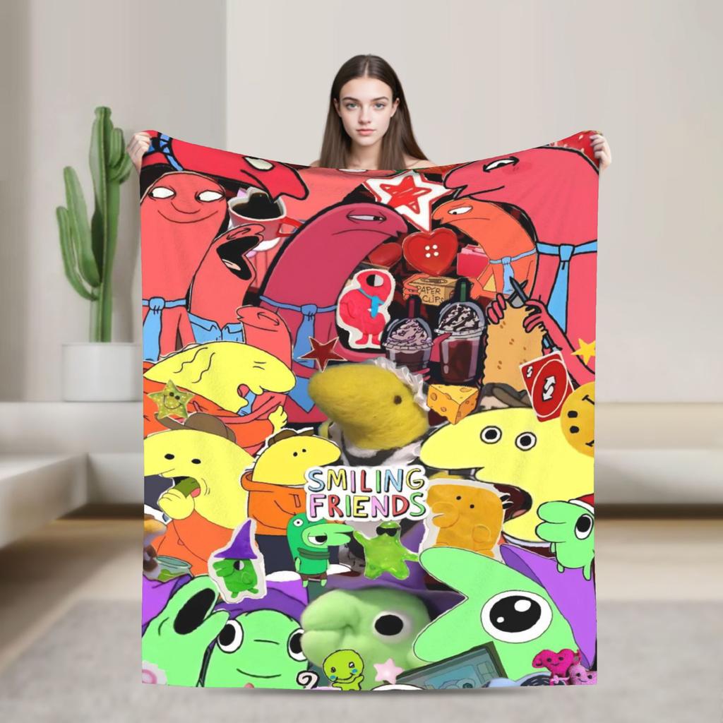 Smiling Friends Pim a Charlie Potisk Deky Pánské Dámské Super Měkké Útulné Přehozy do Obývacího Pokojí 50x60 Palců Více Velikostí