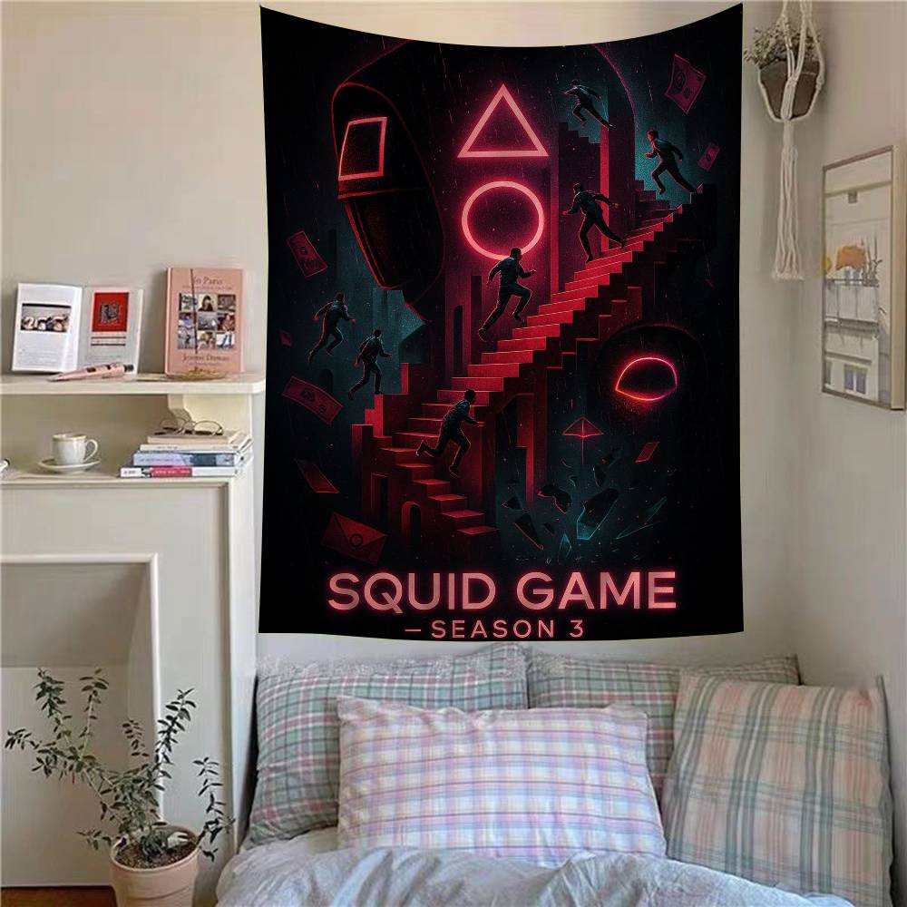 TV S-Squid Game Bedruckter Großer Wandteppich Kunst Science-Fiction Zimmer Heimdekor Dekor Decke