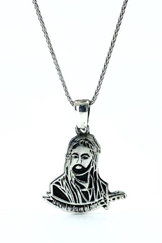 

Серебряная цепочка длиной 60 см. Серебряное ожерелье Хазрат Али Зульфикар