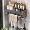 Wall-Mounted Kitchen Spice Storage Rack Condiment Rack Multifunctional Household Utensil Rack Kitchen Hanging Organizers