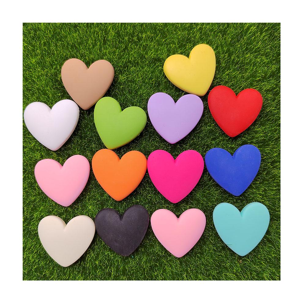 Matte Color 36mm Resin Planar Heart Flatback Cabochon for Brooch Key Chain Making Accessory Scrapbook Ornament