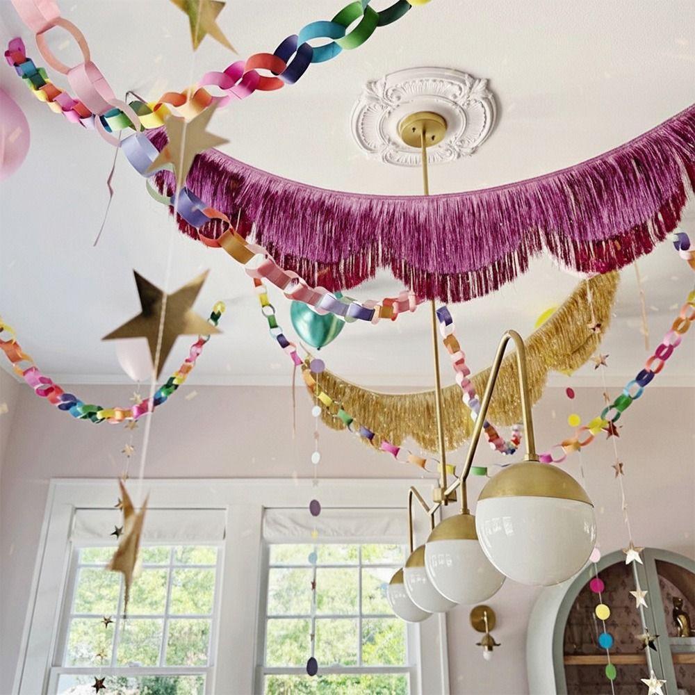 Multicolor Drizzle Garland PET Thickening Metallic Foil Fringe Encryption Background Ornament Glitter Fringe Birthday Decoration