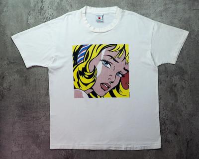 Vintage 1990er Roy Lichtenstein Mädchen mit Haarband Shirt Größe XL