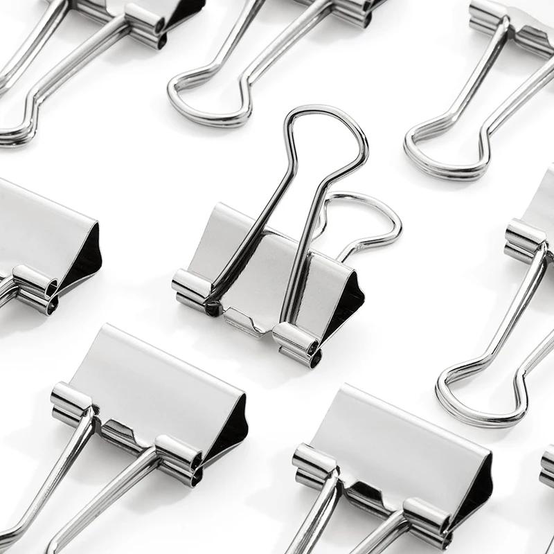 5-30pcs Binder Clips File Metal Paper Clips Silvery Paper Clip Clamp 15/19/32/40/50mm Stationery Clip Office School Supplies