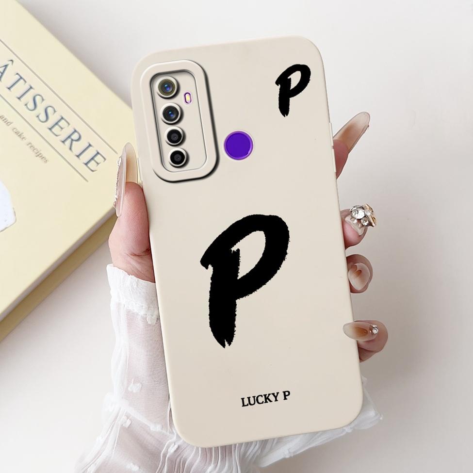 For Realme 5i RMX2030 6i RMX2040 Cover For Realme 6i Case Simple Fashion Letters A-Z Pattern Design Silicone Shockproof Bumper