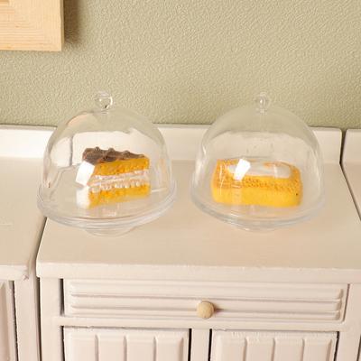 1 Pezzo Casa delle Bambole Miniatura Torta Vassoio Trasparente Con Coperchio Espositore per Dolci Modello Cucina Decorazione Giocattolo Accessori Casa delle Bambole