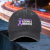 Alzheimers Awareness Purple Ribbon Washed Baseball Cap Adjustable Outdoor Casual Sun Hat