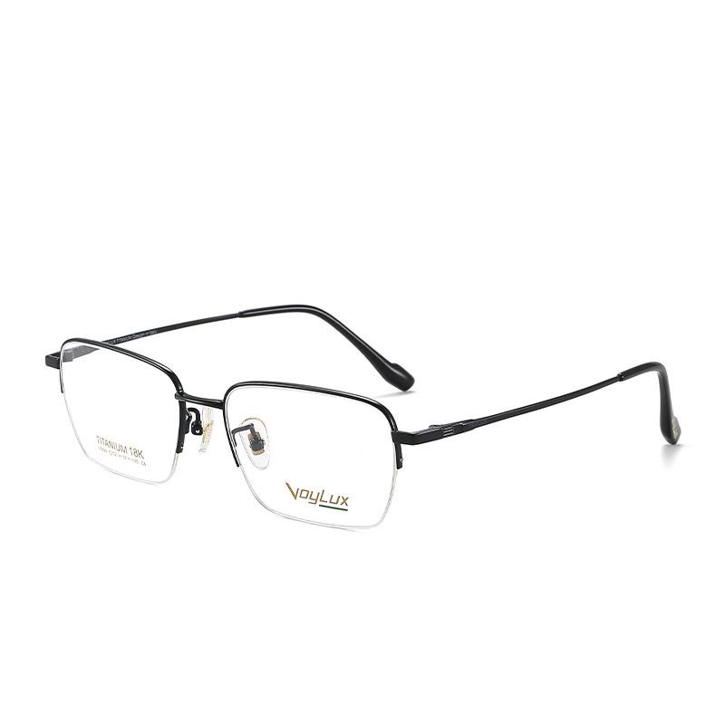 Premium Pure Titanium Ultralight Semi-Rimless Glasses Frame for Men Business Myopia Reading Eyewear with Sleek Style